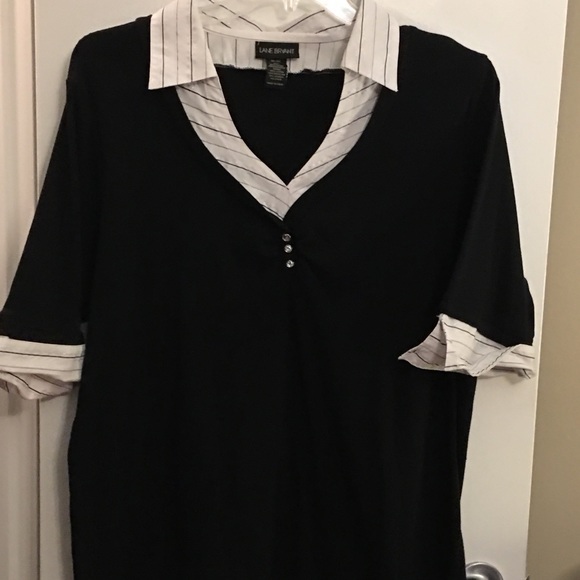 Lane Bryant Tops - Lane Bryant Black Collared Shirt